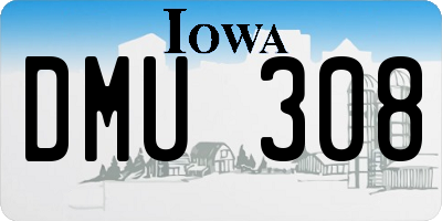 IA license plate DMU308