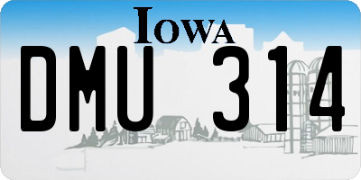 IA license plate DMU314