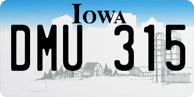 IA license plate DMU315