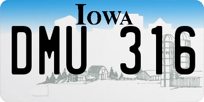 IA license plate DMU316
