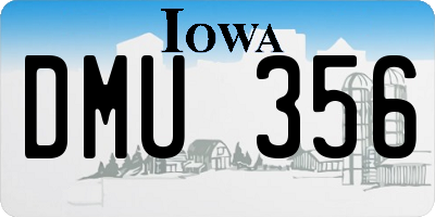 IA license plate DMU356