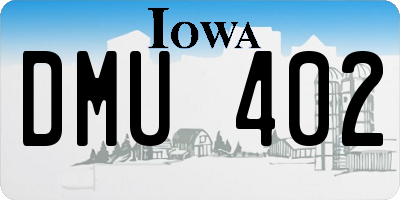 IA license plate DMU402
