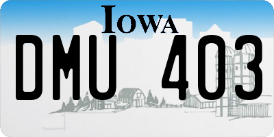 IA license plate DMU403