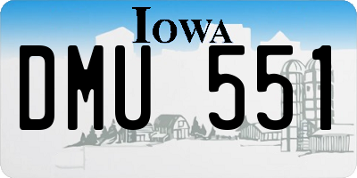 IA license plate DMU551