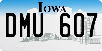IA license plate DMU607