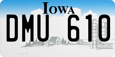 IA license plate DMU610