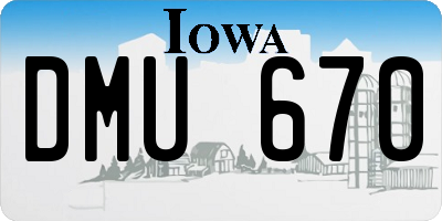 IA license plate DMU670