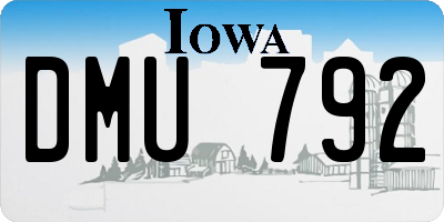 IA license plate DMU792