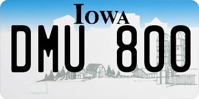 IA license plate DMU800