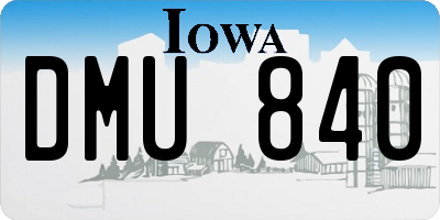IA license plate DMU840