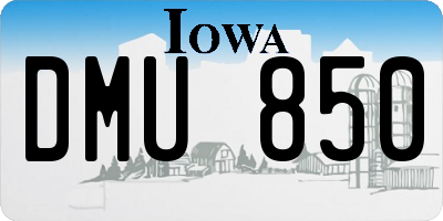 IA license plate DMU850