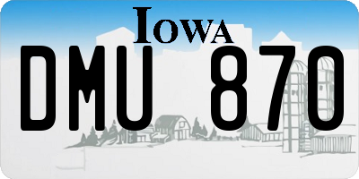 IA license plate DMU870