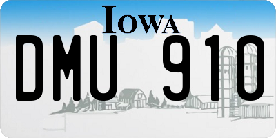IA license plate DMU910