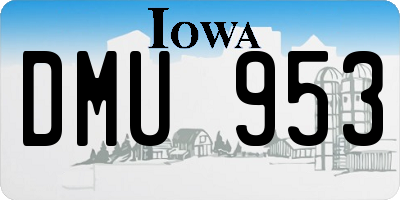IA license plate DMU953
