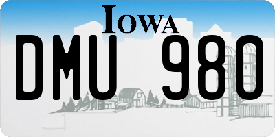 IA license plate DMU980