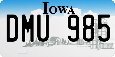 IA license plate DMU985