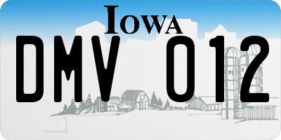 IA license plate DMV012