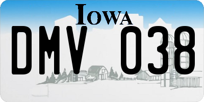IA license plate DMV038