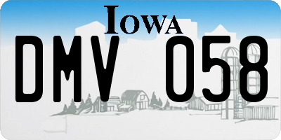 IA license plate DMV058