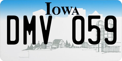 IA license plate DMV059