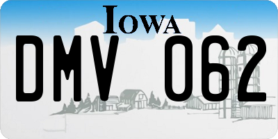 IA license plate DMV062