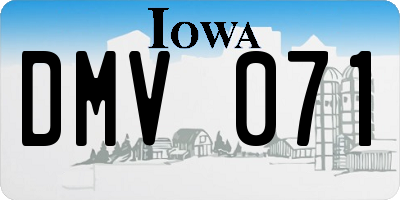 IA license plate DMV071