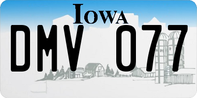 IA license plate DMV077