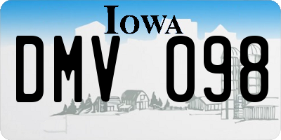 IA license plate DMV098