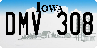 IA license plate DMV308