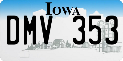 IA license plate DMV353