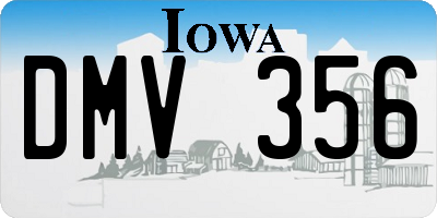 IA license plate DMV356