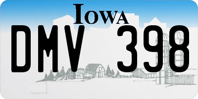 IA license plate DMV398