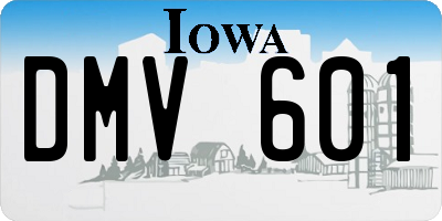 IA license plate DMV601