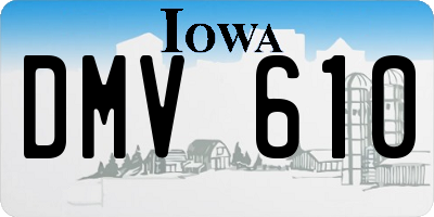 IA license plate DMV610