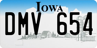 IA license plate DMV654