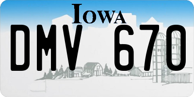 IA license plate DMV670
