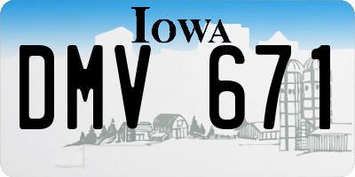 IA license plate DMV671