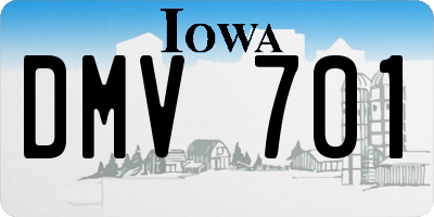 IA license plate DMV701