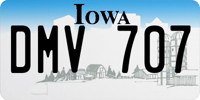 IA license plate DMV707