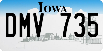 IA license plate DMV735