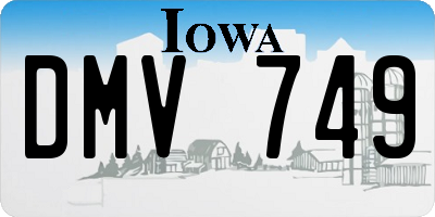 IA license plate DMV749
