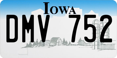 IA license plate DMV752