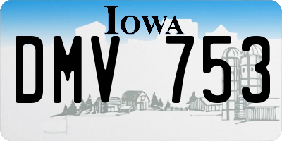 IA license plate DMV753