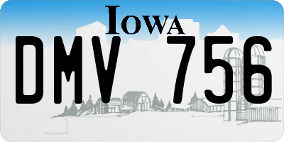 IA license plate DMV756