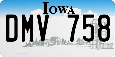 IA license plate DMV758