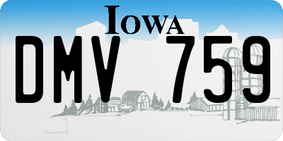 IA license plate DMV759