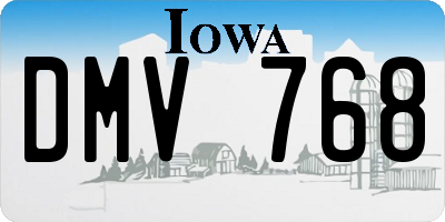 IA license plate DMV768