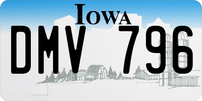 IA license plate DMV796