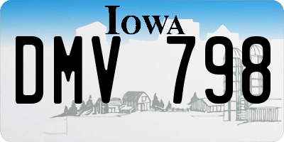 IA license plate DMV798