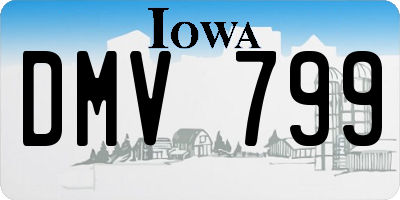 IA license plate DMV799